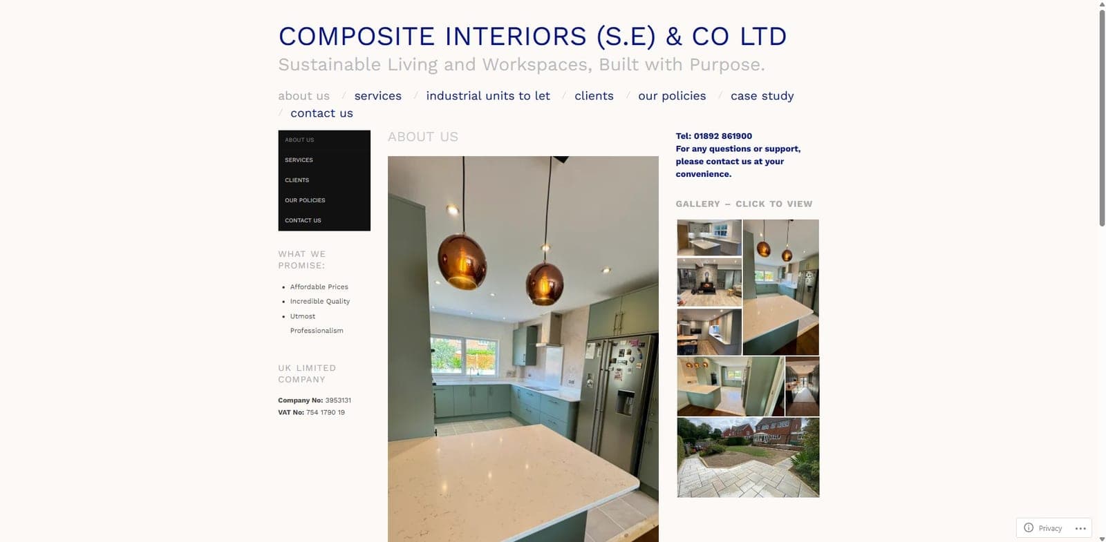 Old Composite Interiors website: about us page